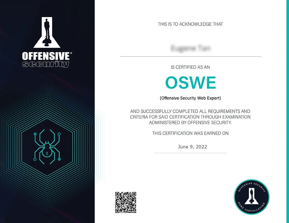 OSWE Certificate